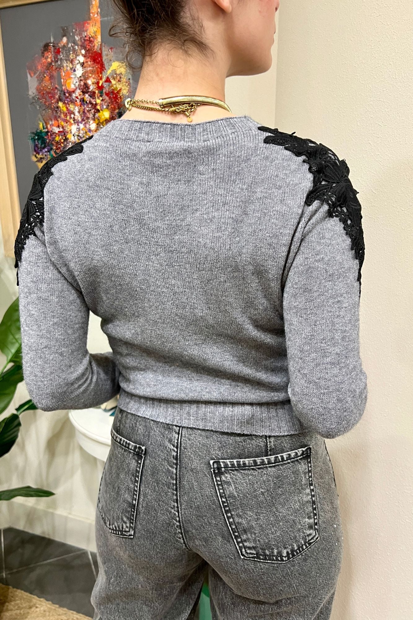 MOTEL Maglia con applicazioni Motel Acciaio