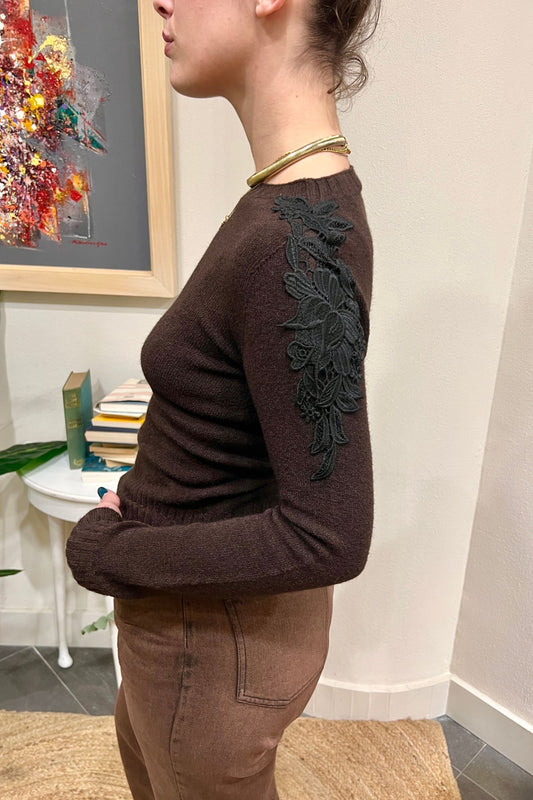 MOTEL Maglia con applicazione Motel Marrone