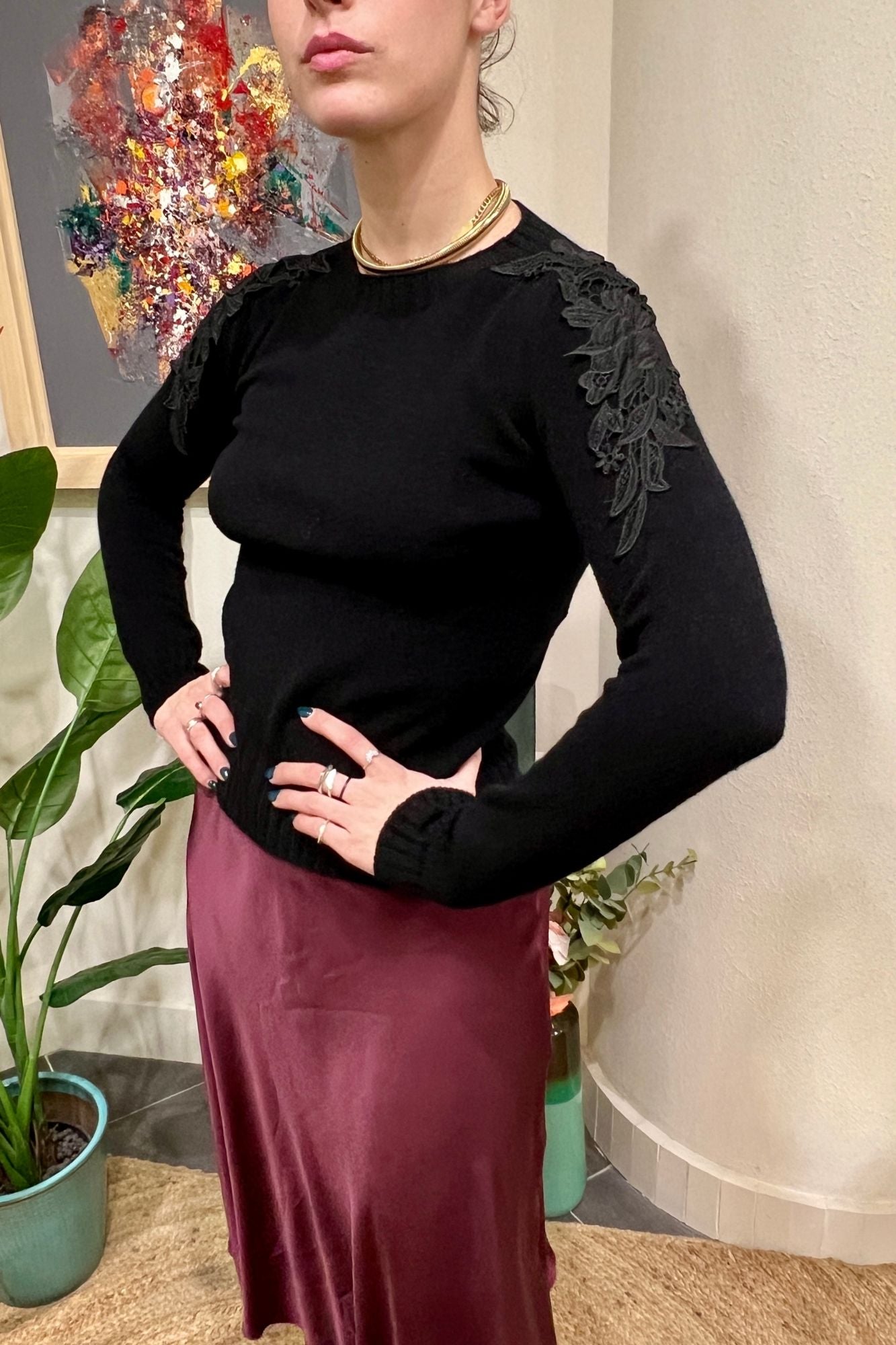 MOTEL Maglia con applicazioni Motel Nero