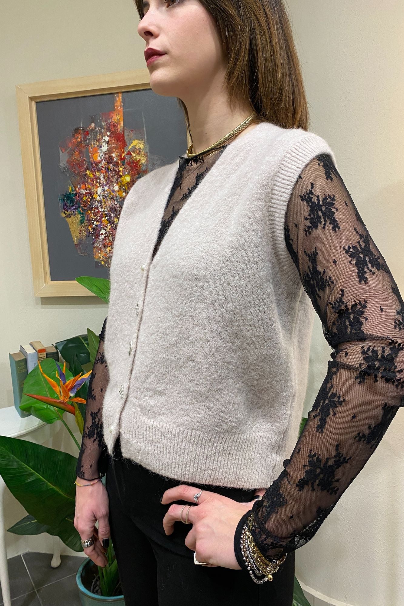 PHILIA LOFT Gilet misto alpaca Philia loft Panna