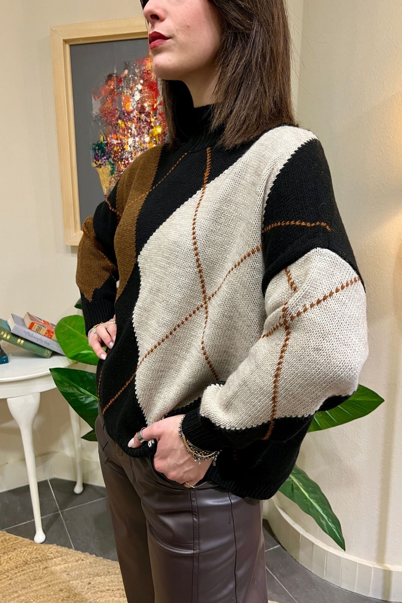 PHILIA LOFT Maglioncino a rombi Philia loft Nero