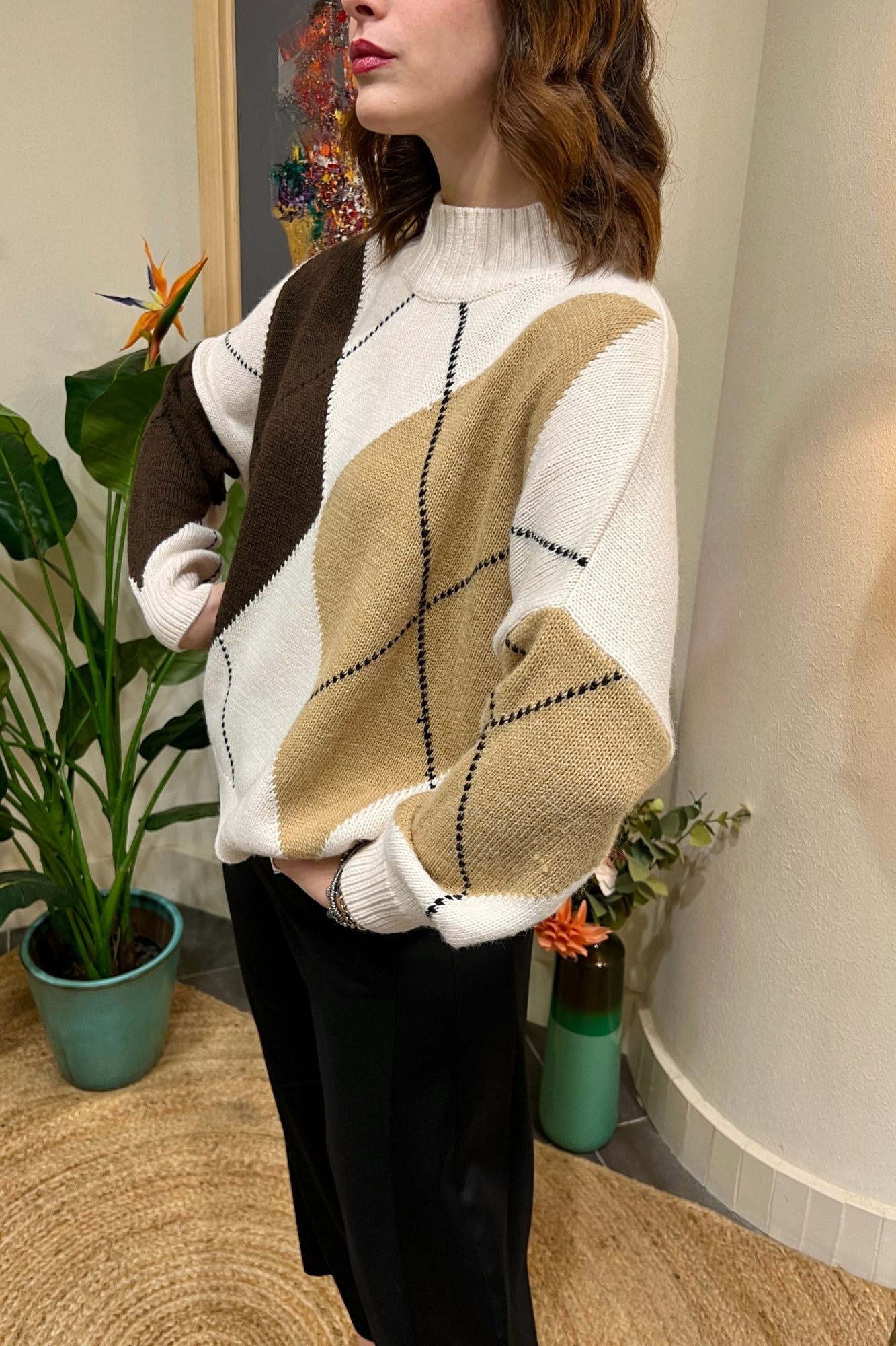 PHILIA LOFT Maglioncino a rombi Philia loft Panna