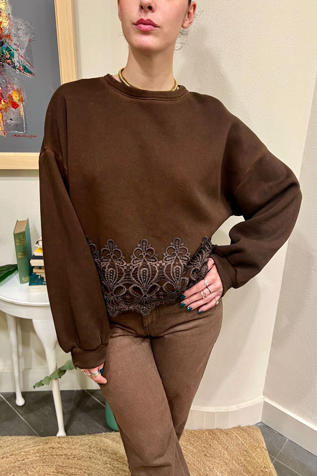 PHILIA LOFT Felpa con intarsi Philia loft Moka