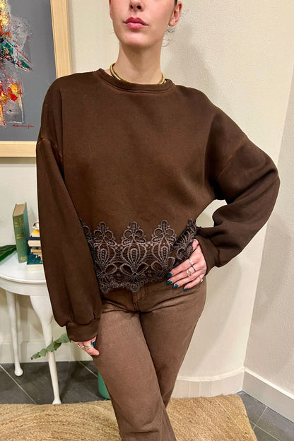 PHILIA LOFT Felpa con intarsi Philia loft Moka