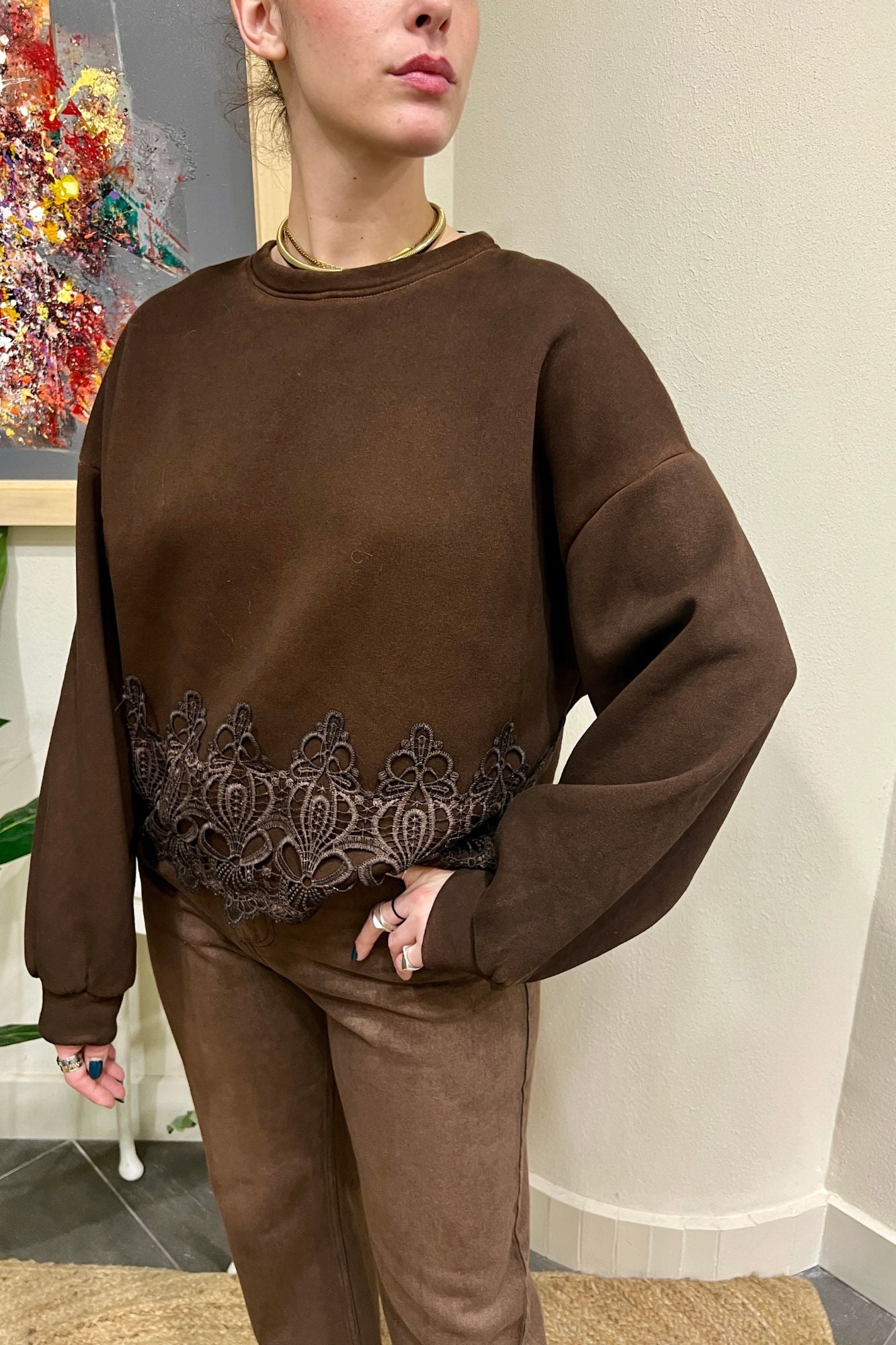 PHILIA LOFT Felpa con intarsi Philia loft Moka