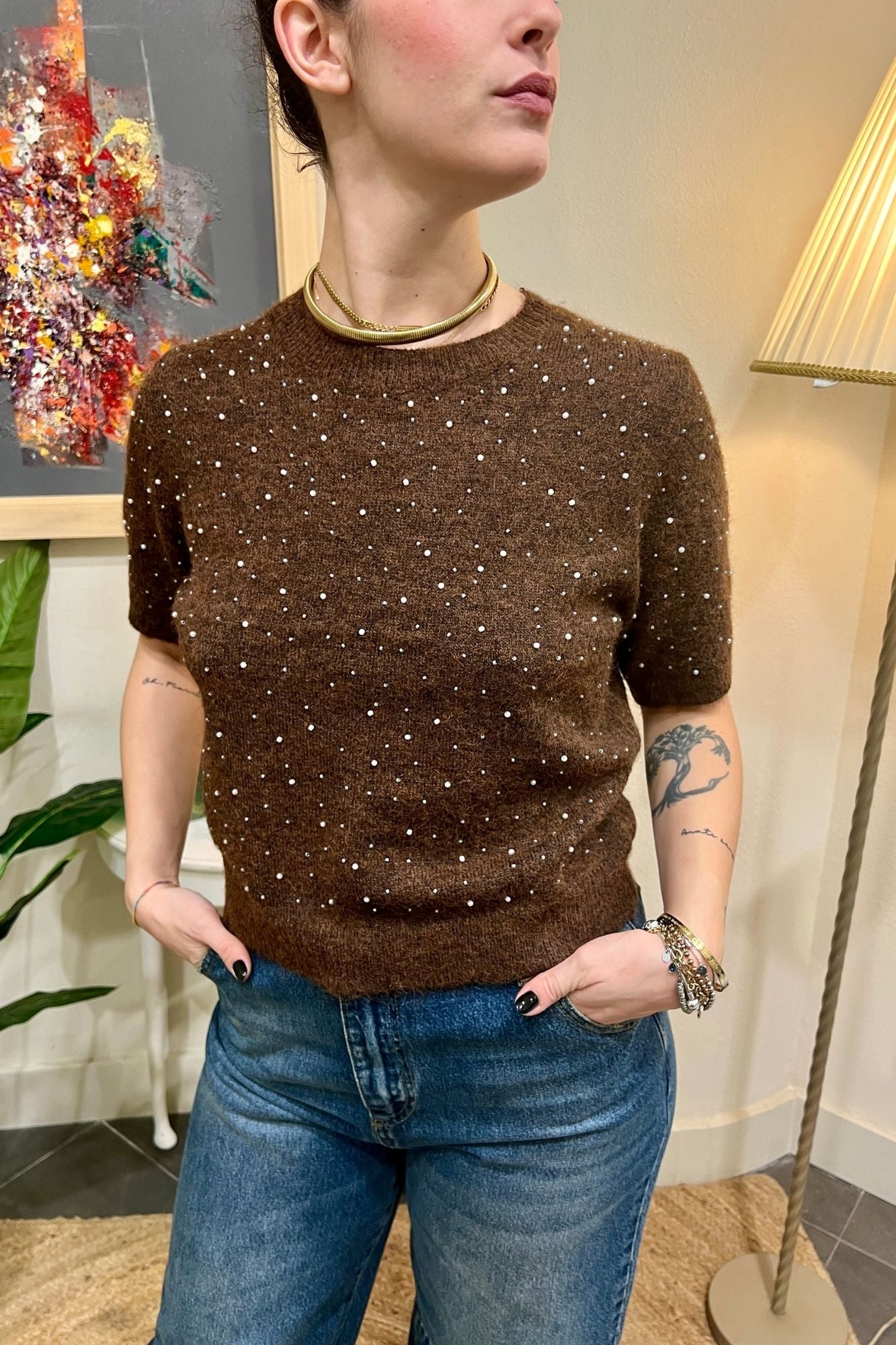 SOUVENIR Maglione con perline Souvenir Caffe'