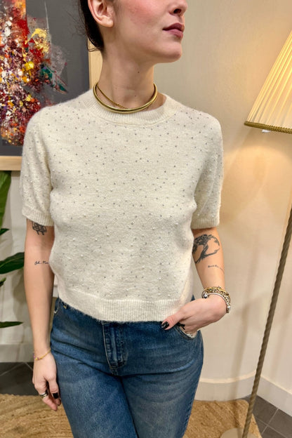 SOUVENIR Maglione con perline Souvenir Panna