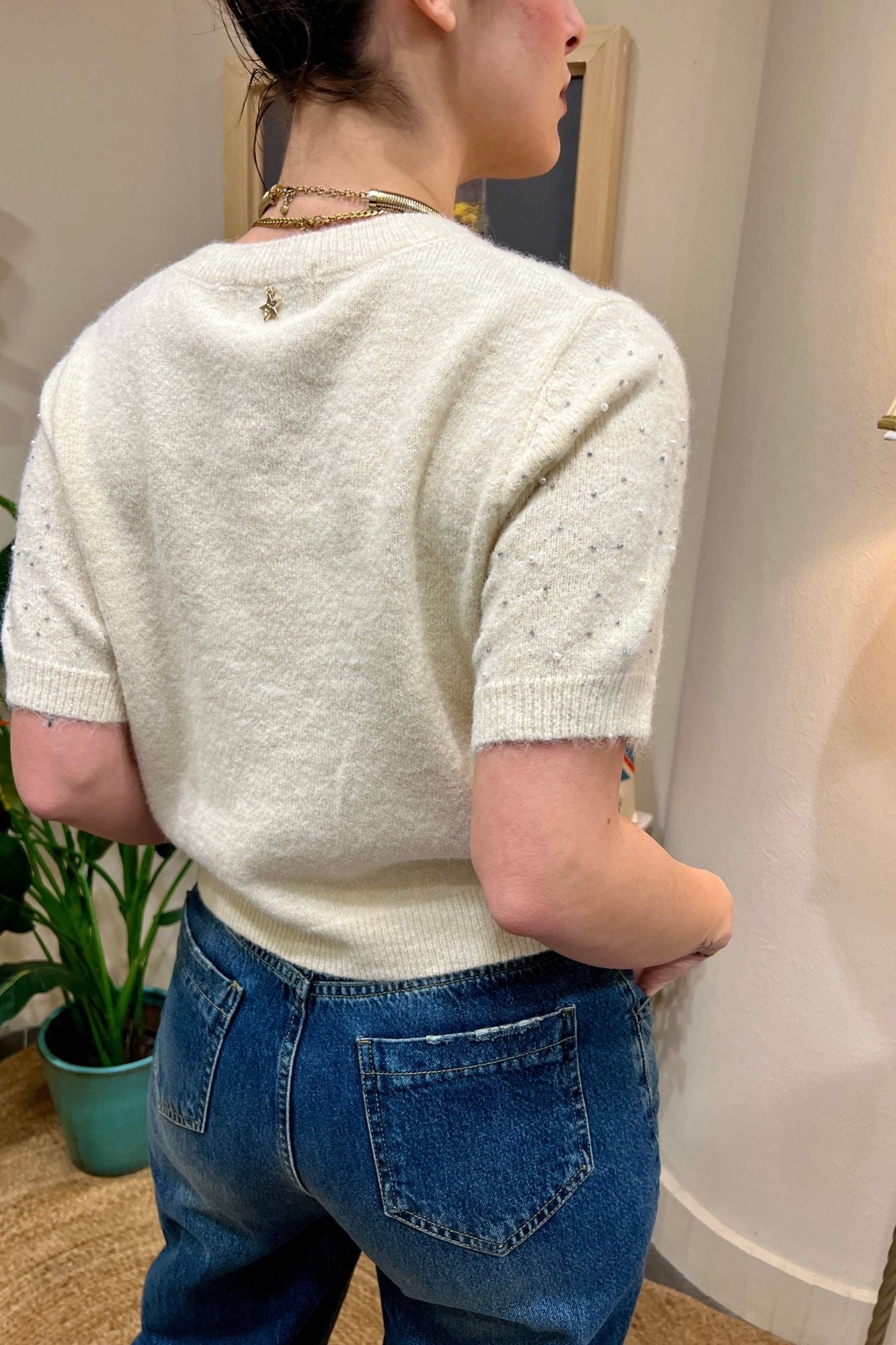 SOUVENIR Maglione con perline Souvenir Panna