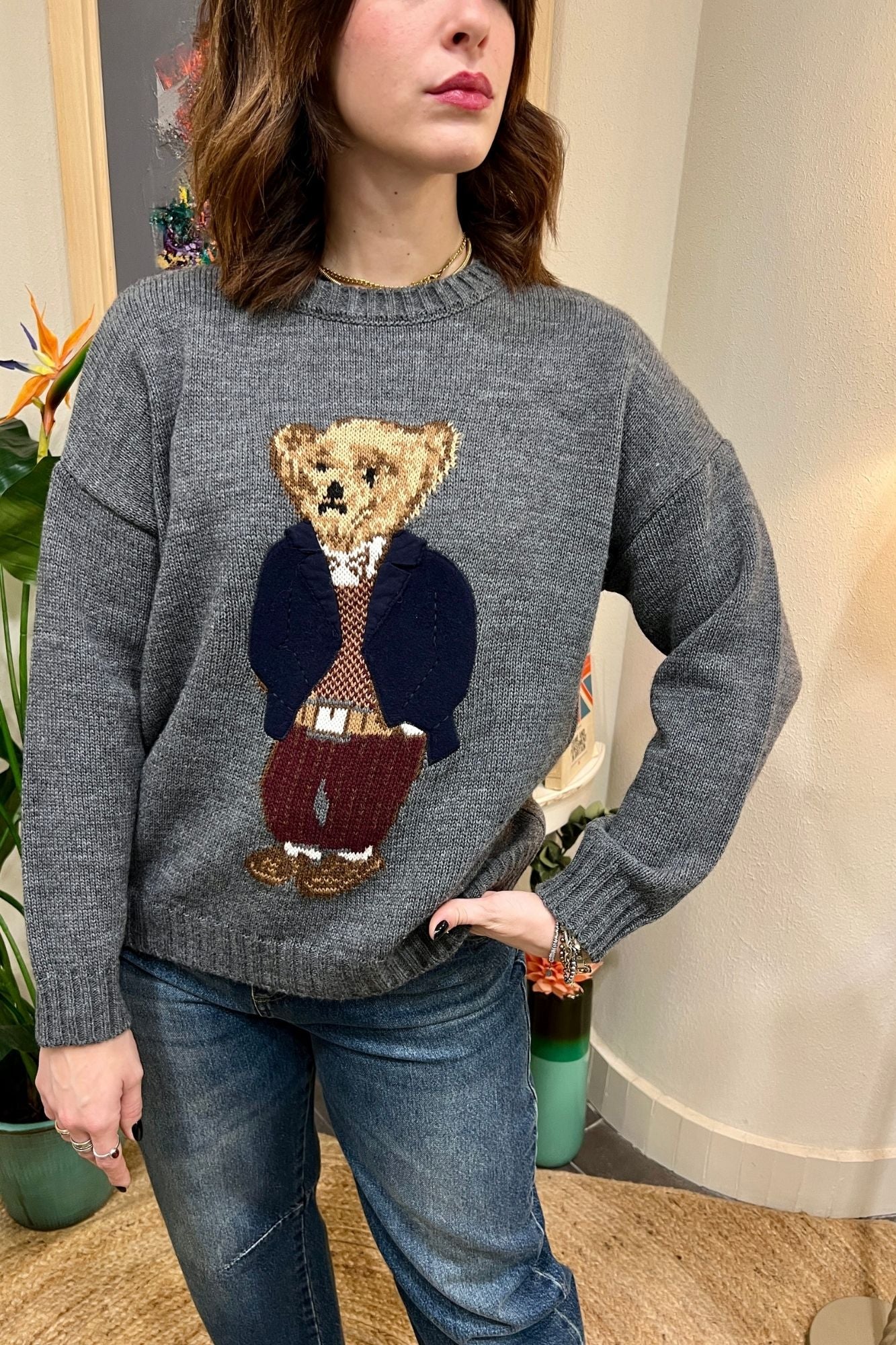 SOUVENIR Maglione con orsetto Souvenir Antracite