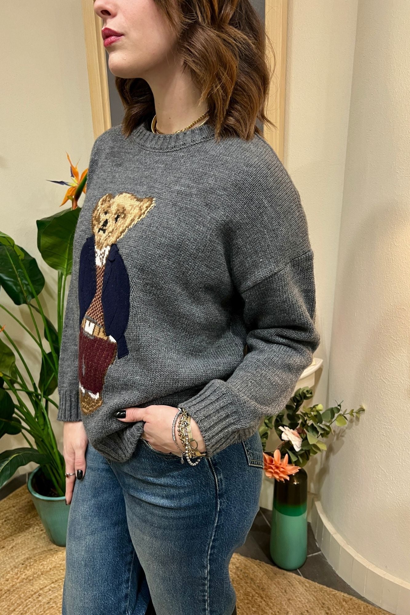 SOUVENIR Maglione con orsetto Souvenir Antracite