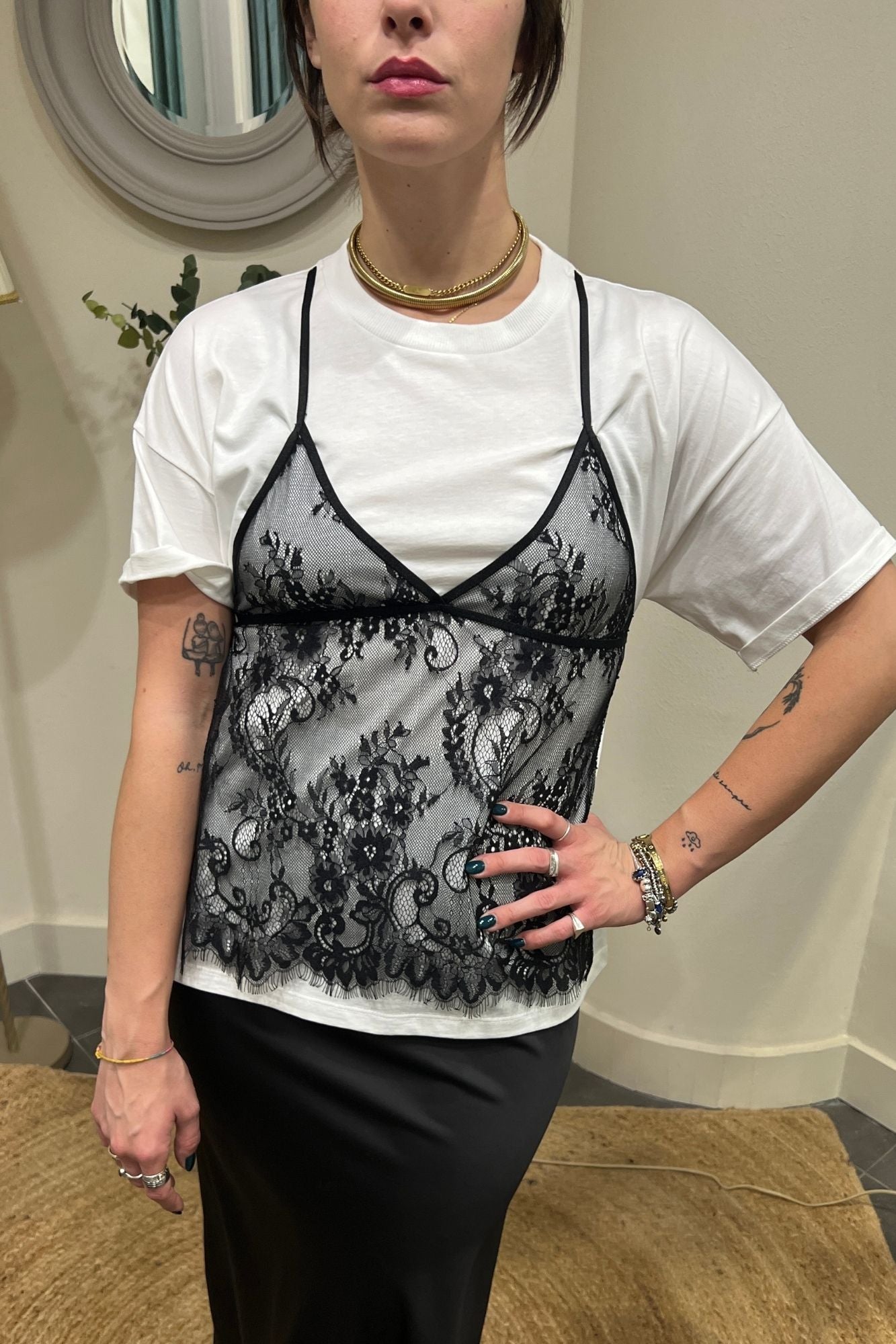 SOUVENIR T shirt con pizzo Souvenir Bianco