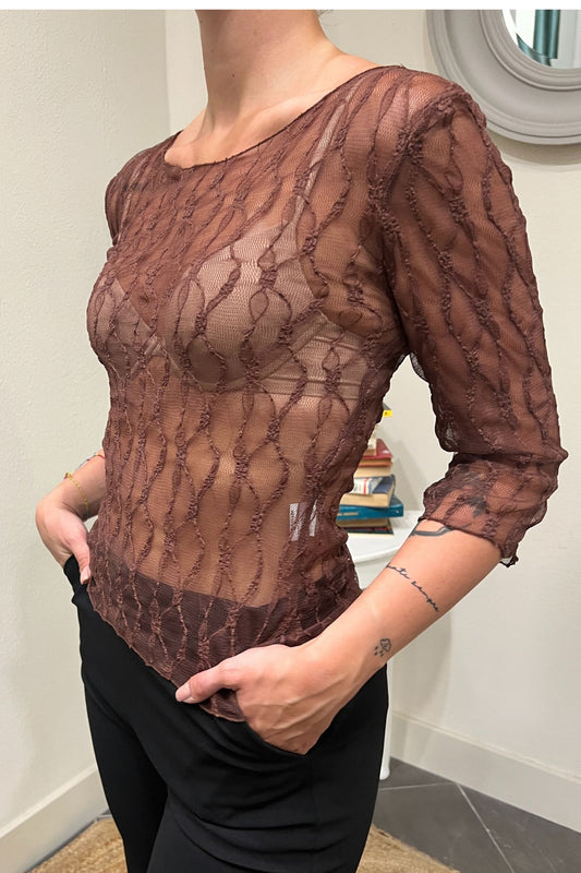 SUSY MIX Maglia in pizzo Susy mix Moro