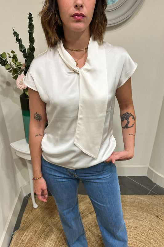SUSY MIX Blusa smanicata in viscosa Susy mix Burro