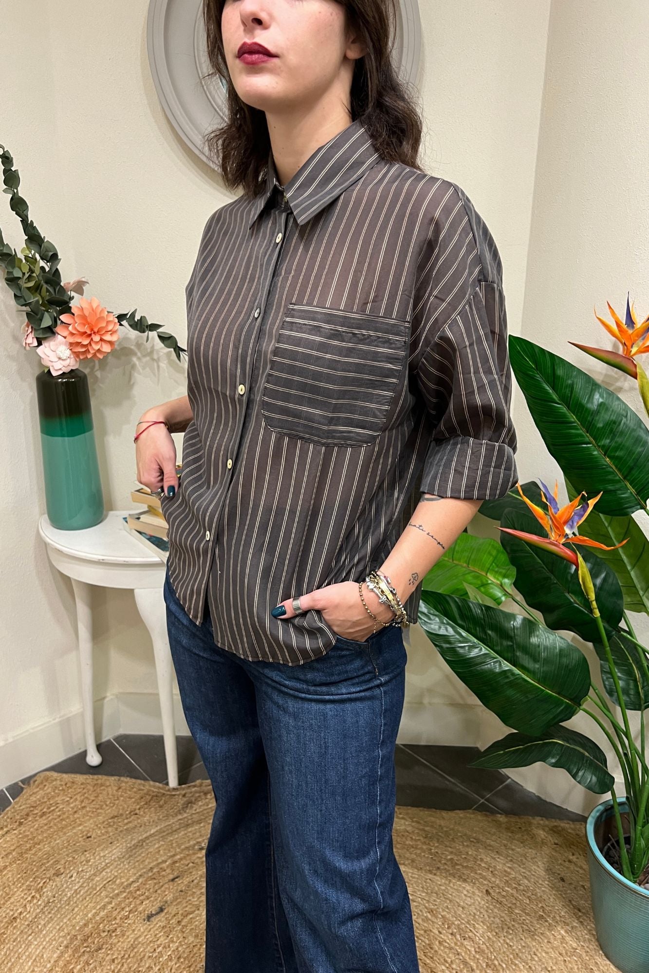 SUSY MIX Camicia gessata Susy mix Moro