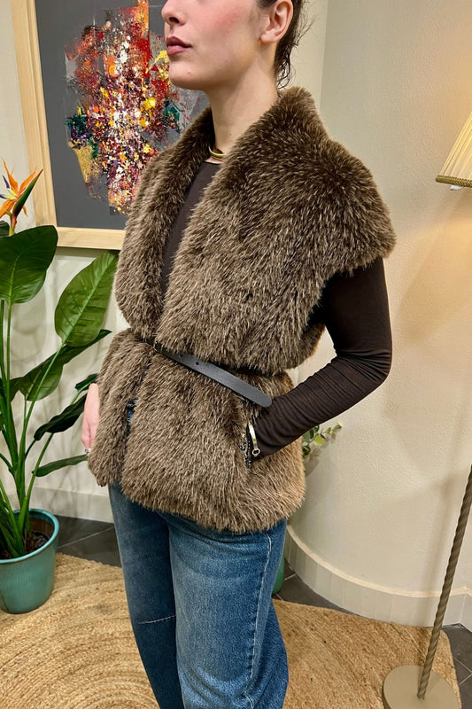 SUSY MIX Gilet eco pelliccia Susy mix Fango