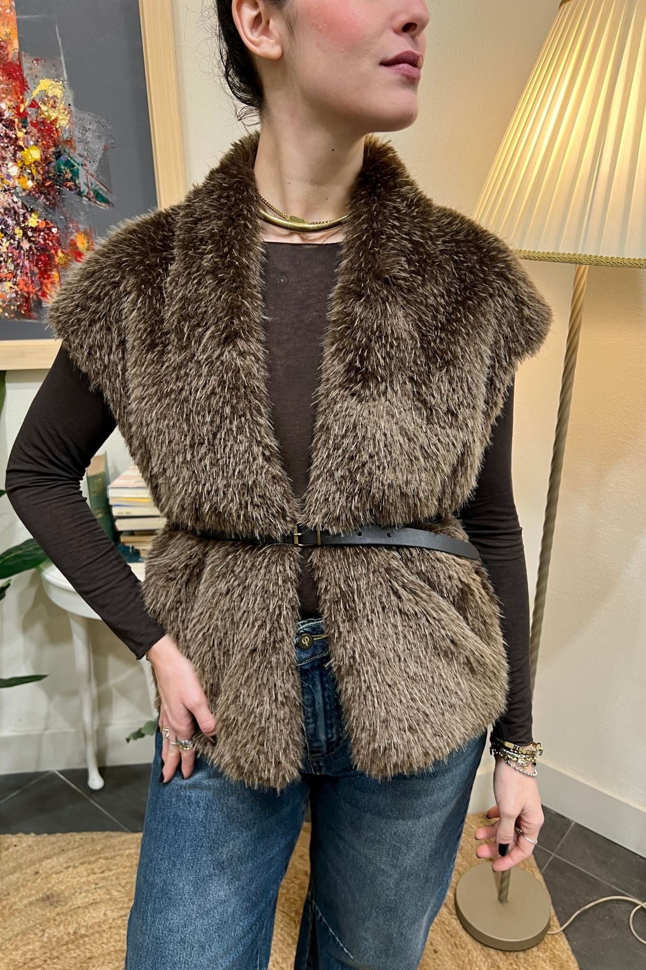 SUSY MIX Gilet eco pelliccia Susy mix Fango