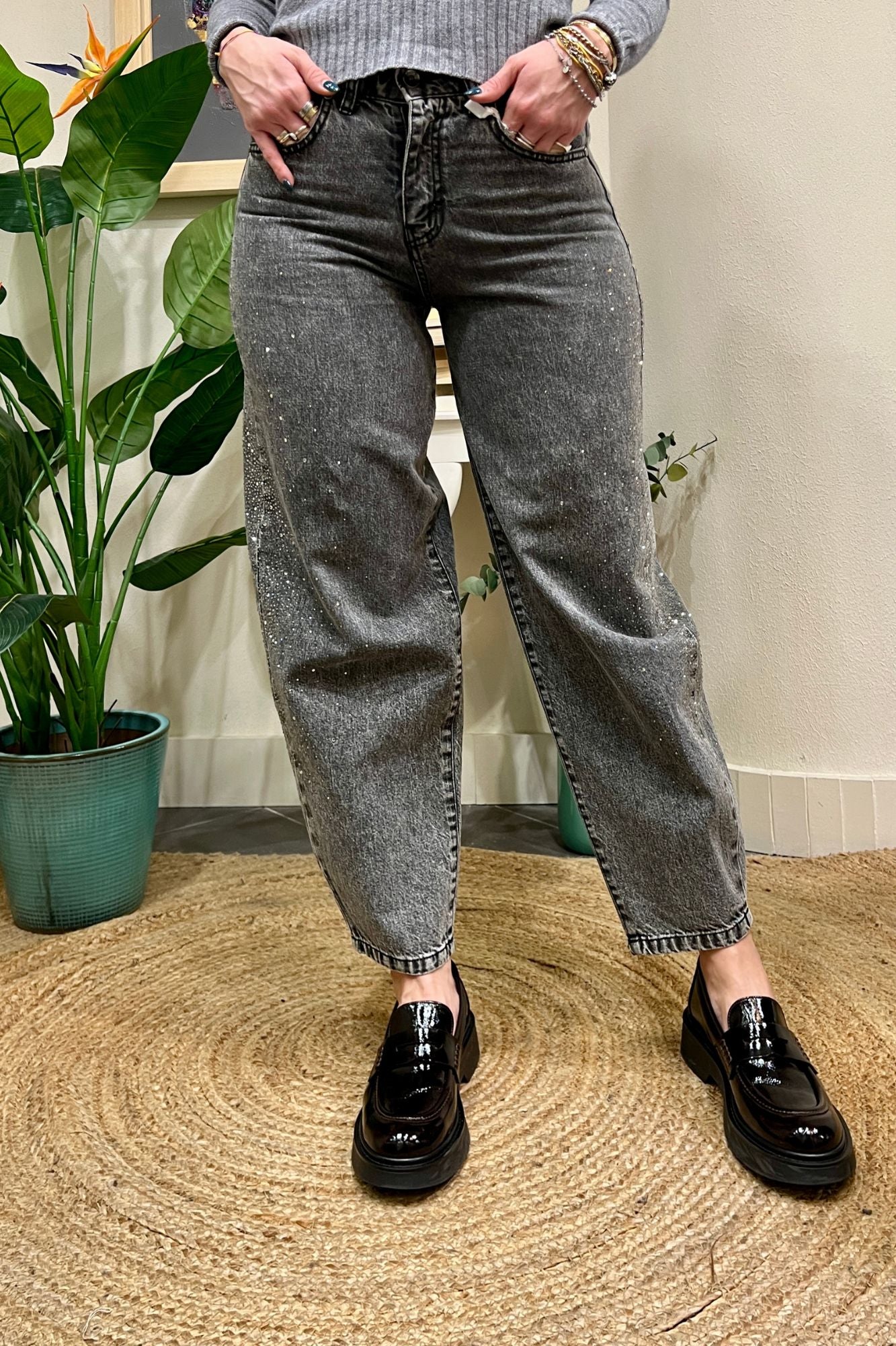 SUSY MIX Jeans con brillantimi Susy mix Grigio