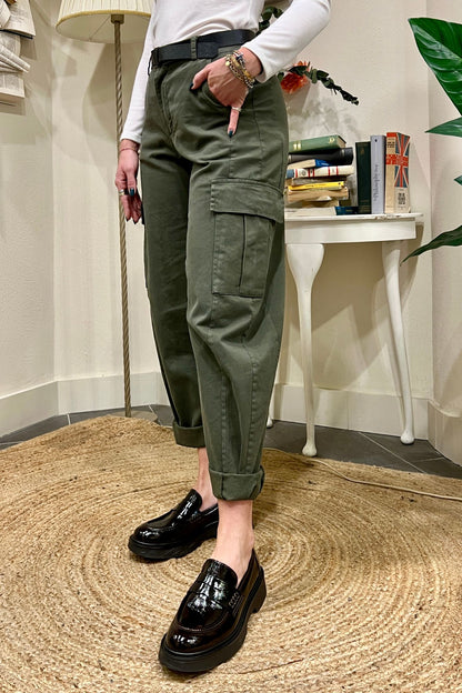 Pantalone con tasconi Verde Susy mix