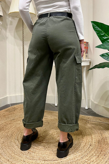 Pantalone con tasconi Verde Susy mix