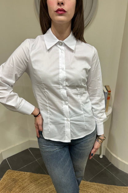 Camicia con bottone gioiello Susy mix - Bianco