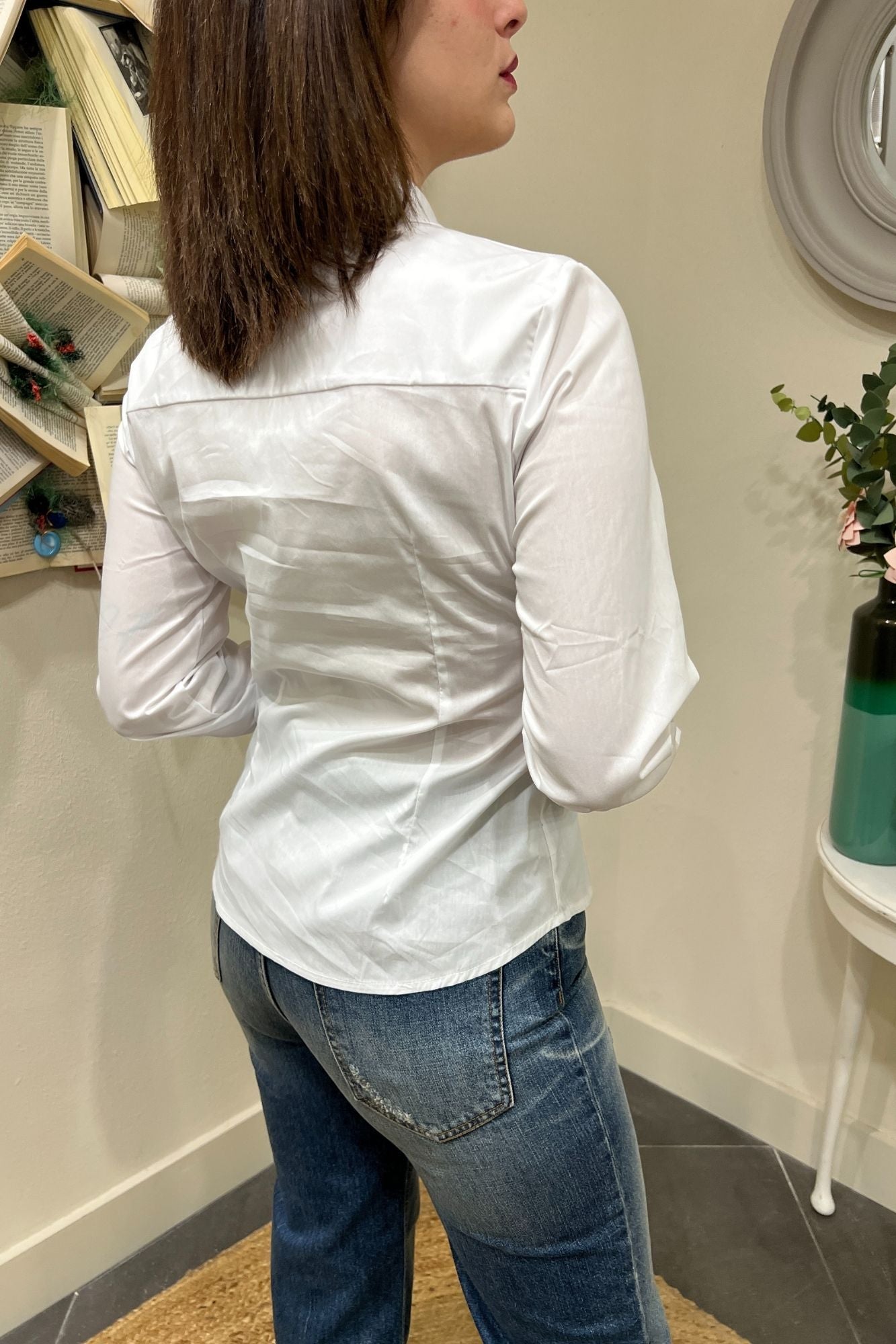 Camicia con bottone gioiello Susy mix - Bianco