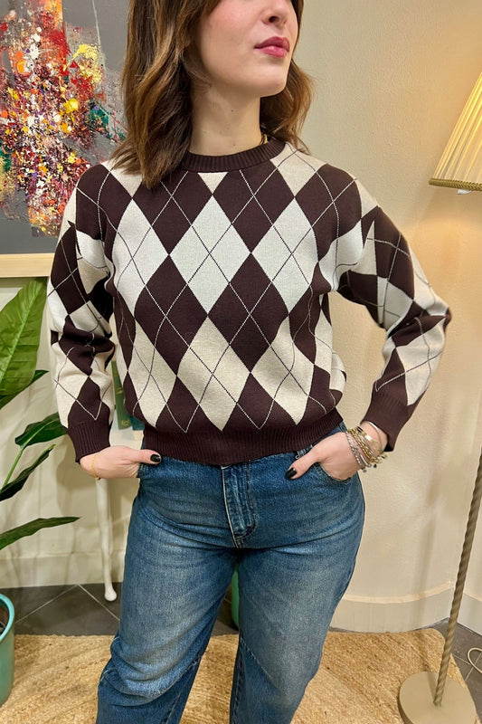 SUSY MIX Maglia a rombi Susy mix Moro