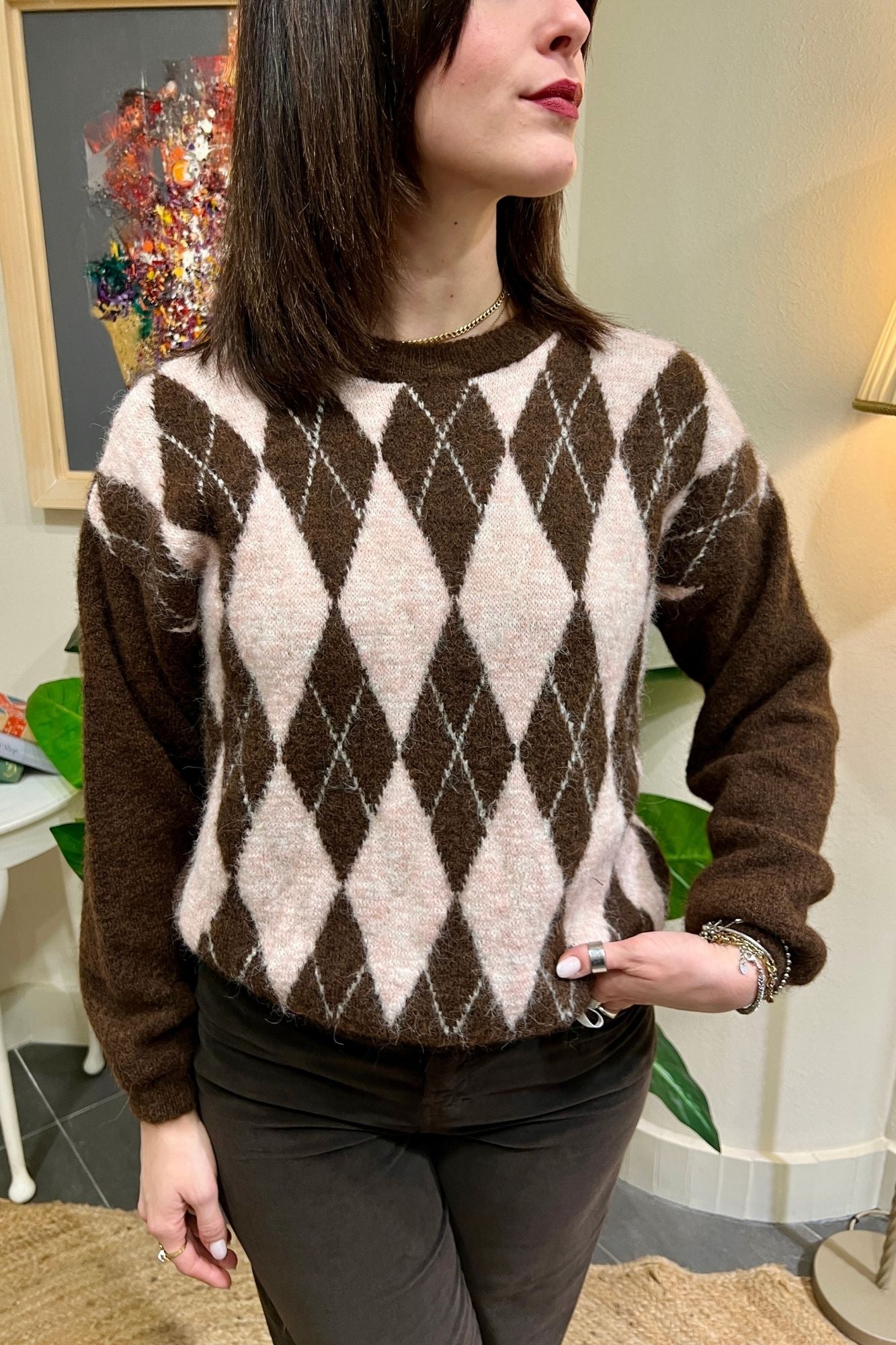 SUSY MIX Maglione con rombi Susy mix Moro