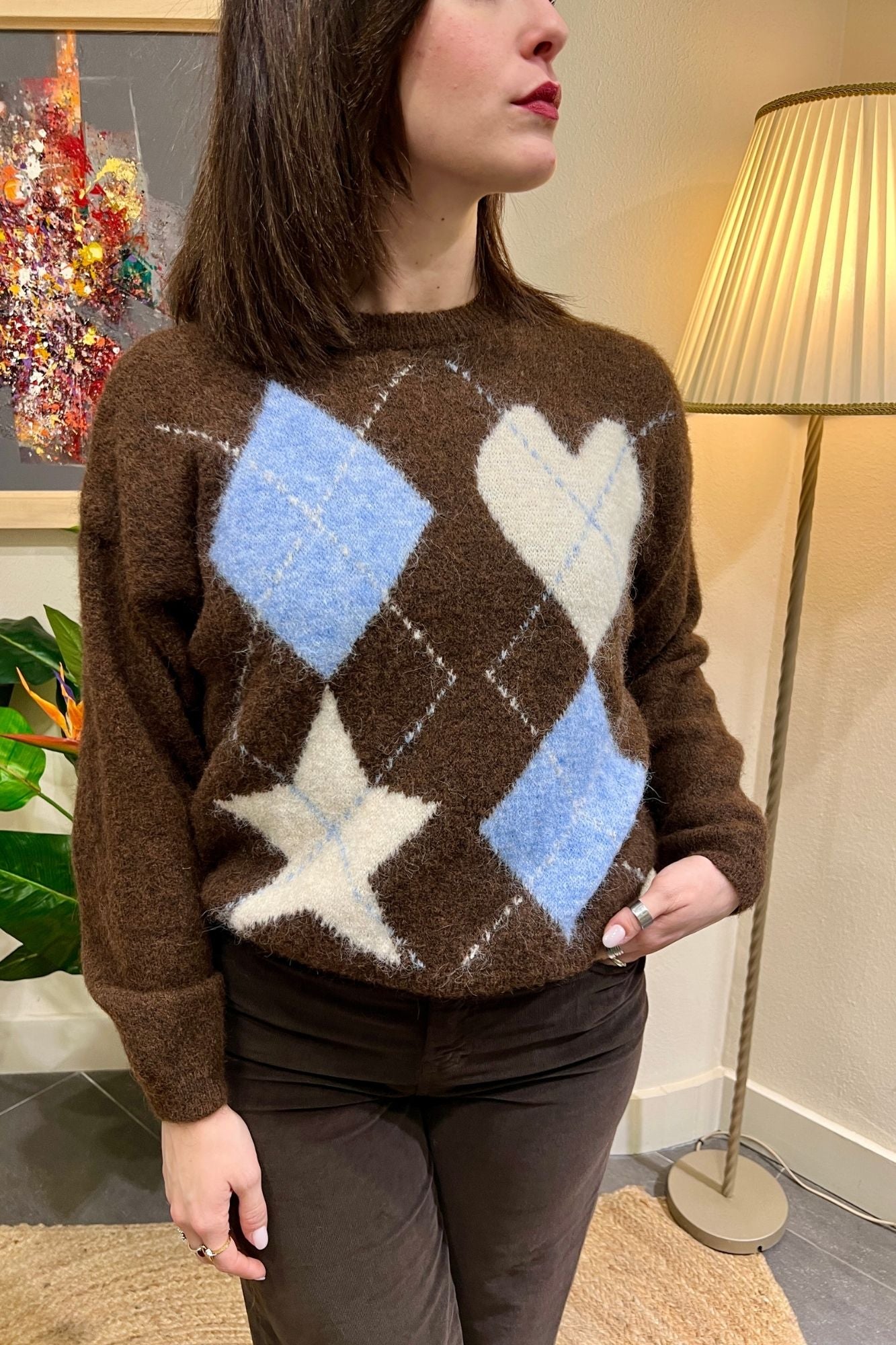 SUSY MIX Maglione rombi e cuore Susy mix Moro