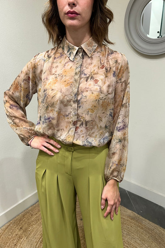 SUSY MIX Camicia trasparente fiorata Susy mix Senape