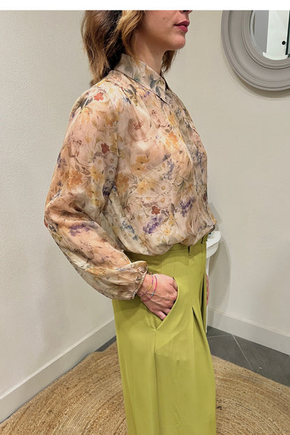 SUSY MIX Camicia trasparente fiorata Susy mix Senape