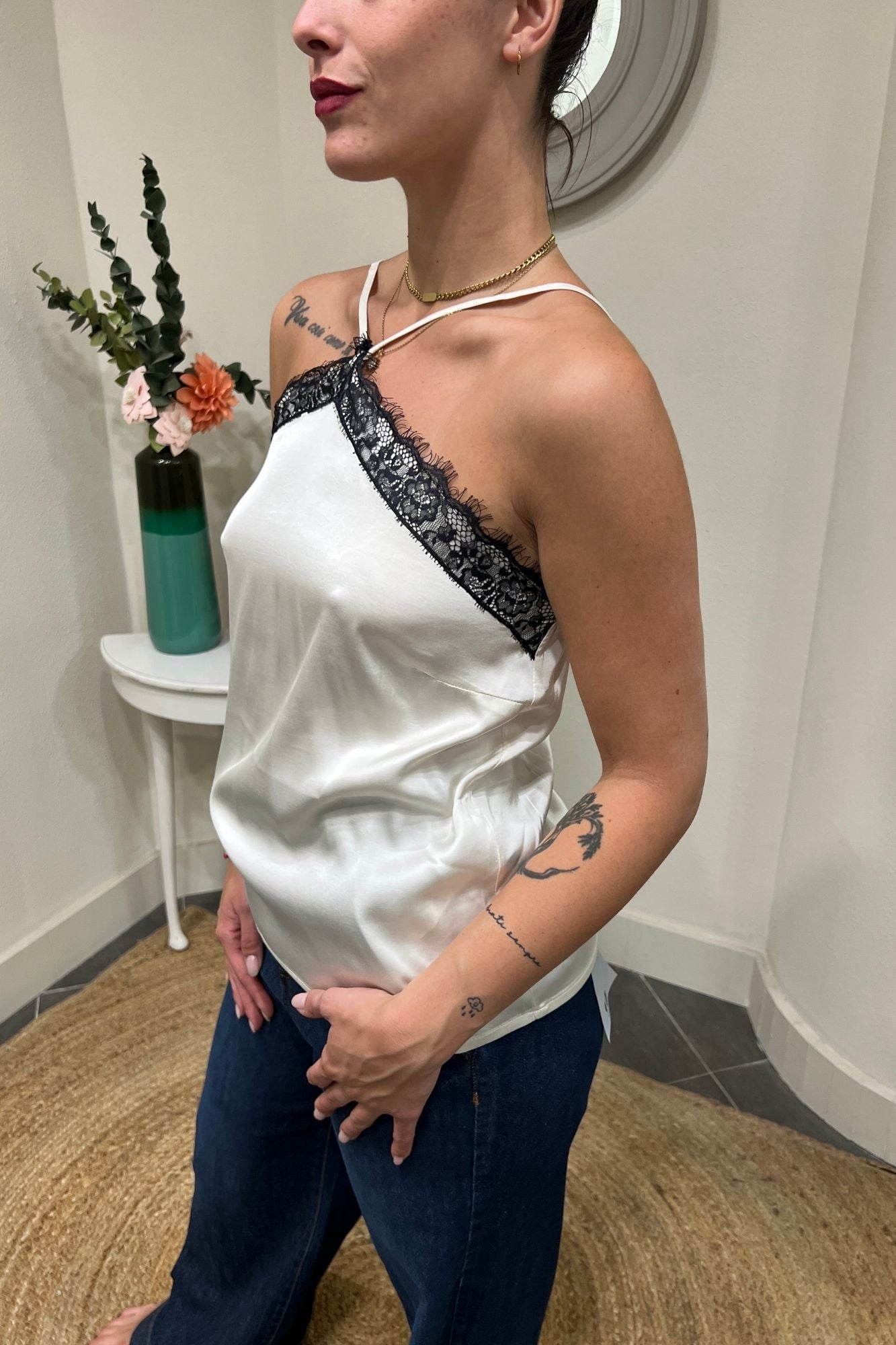 SUSY MIX Top con profili in pizzo usy mix Burro