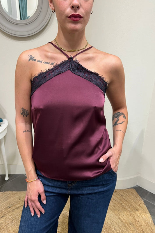 SUSY MIX Top con profili in pizzo Susy mix Vino