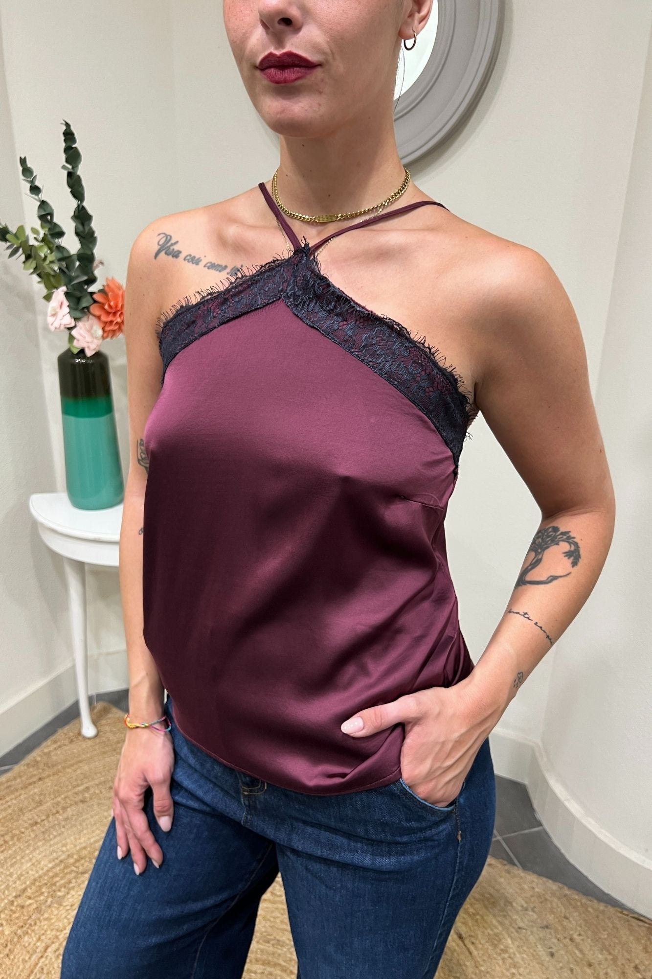 SUSY MIX Top con profili in pizzo Susy mix Vino