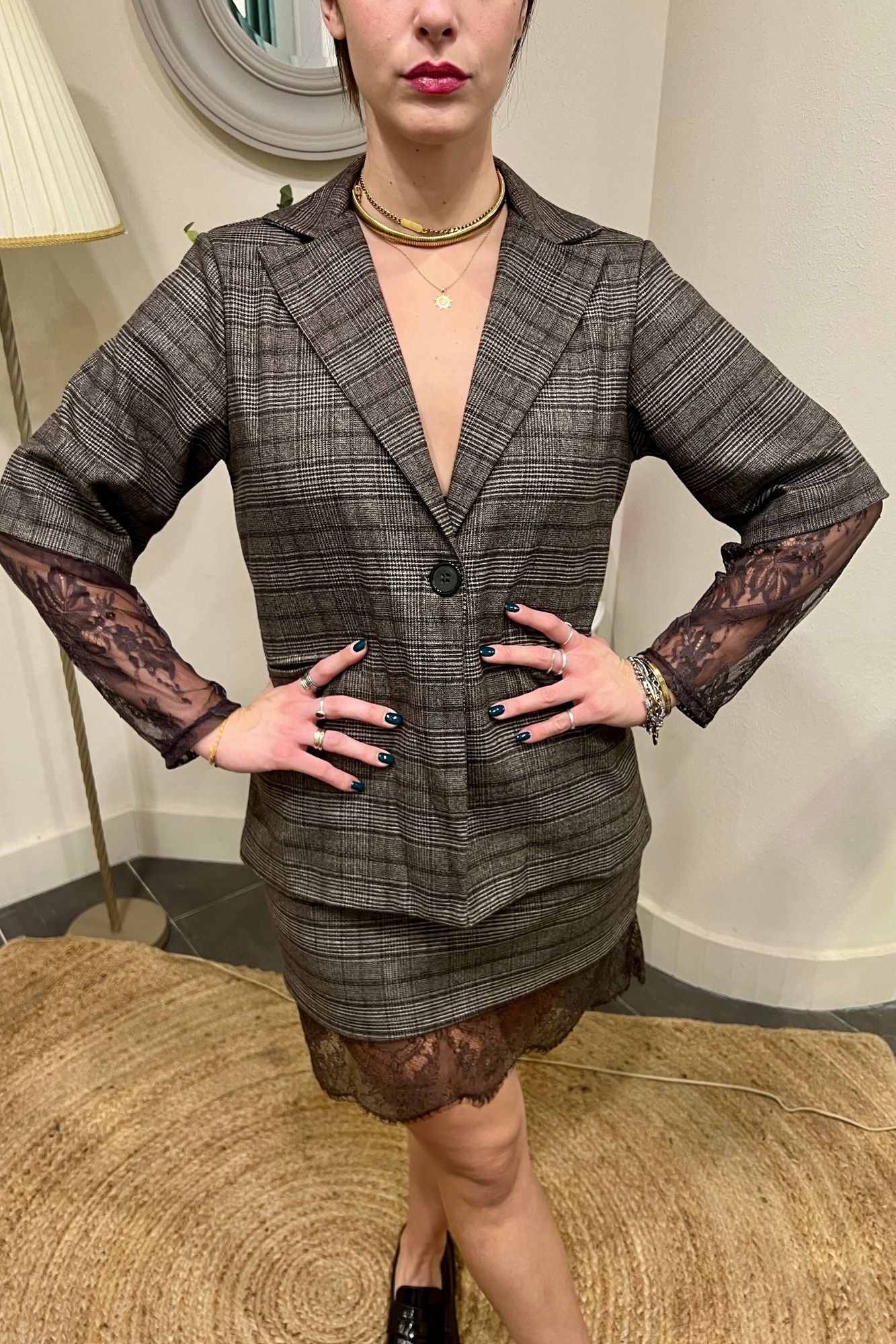SUSY MIX Giacca con manica in pizzo Susy mix Nero