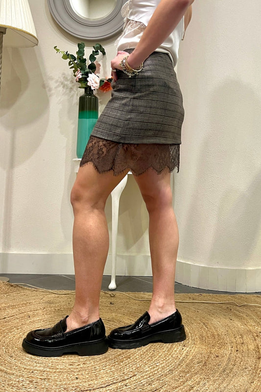 SUSY MIX Mini gonna scozzese con pizzo Susy mix Moro