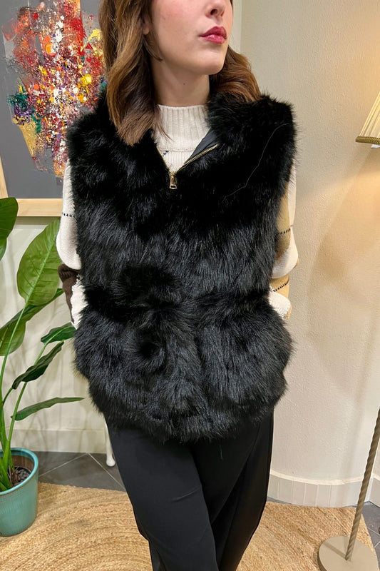 SUSY MIX Gilet eco pelliccia Susy mix Nero