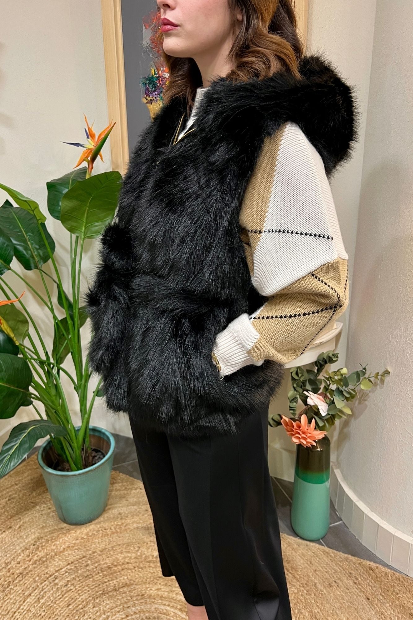 SUSY MIX Gilet eco pelliccia Susy mix Nero