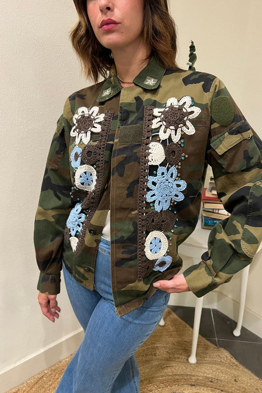 SUSY MIX Giacca camouflace con fiori Susy mix Verde