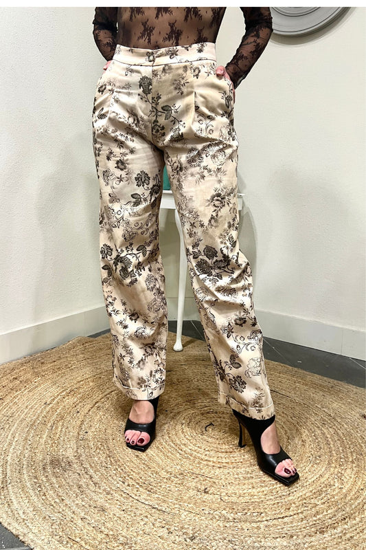 SUSY MIX Pantalone a palazzo fantasia Susy mix Sabbia