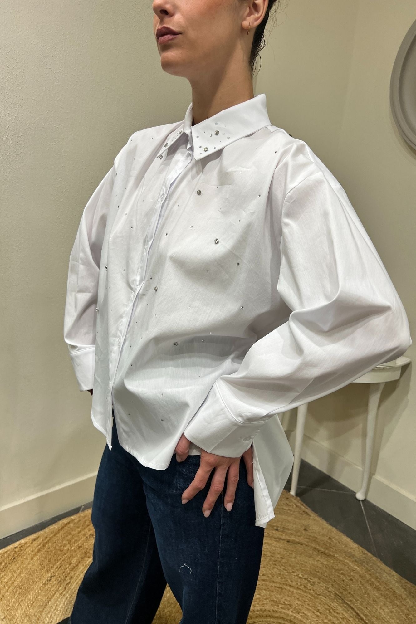 SUSY MIX Camicia con swarosky Susy Mix Bianco