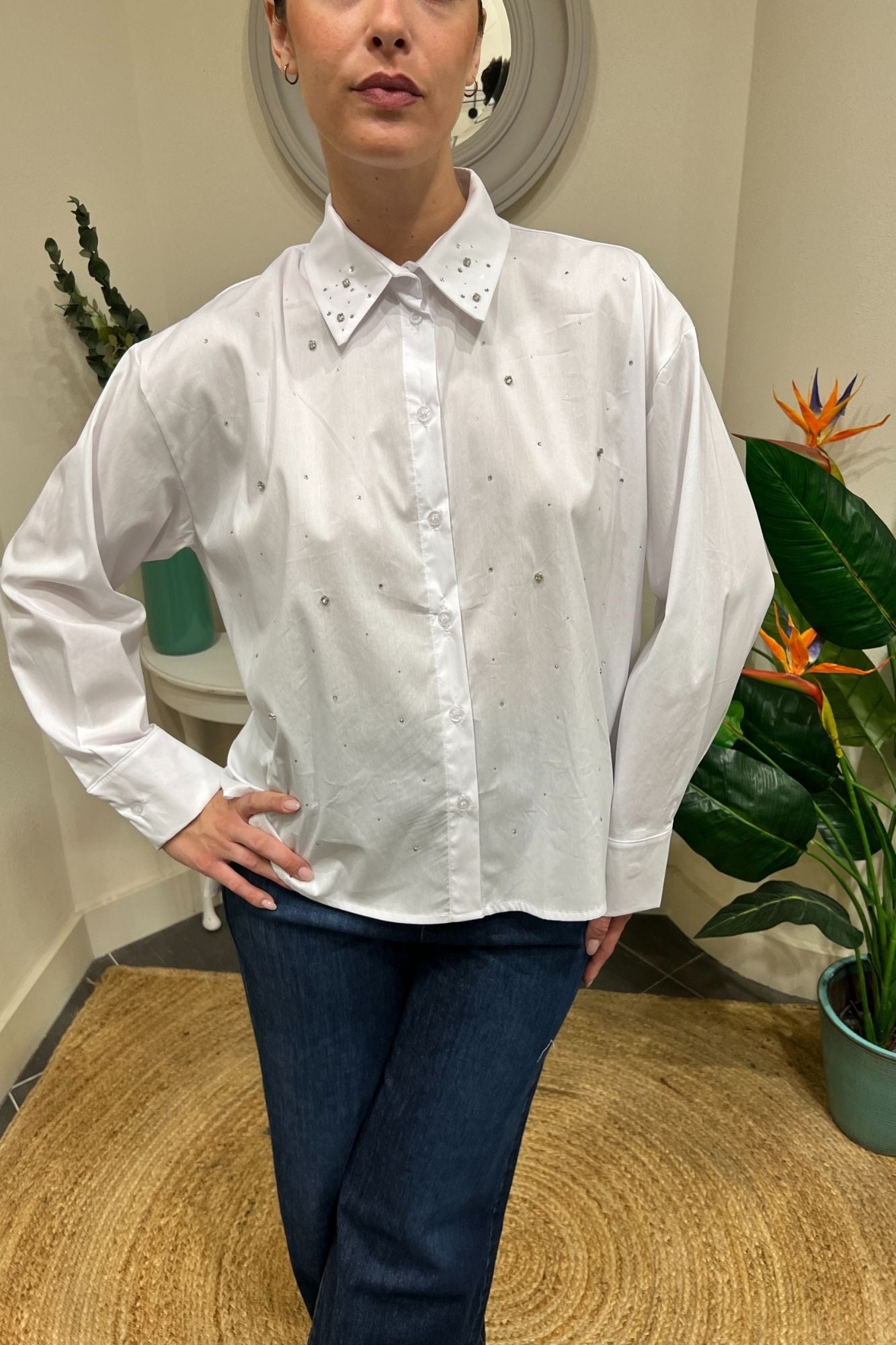 SUSY MIX Camicia con swarosky Susy Mix Bianco