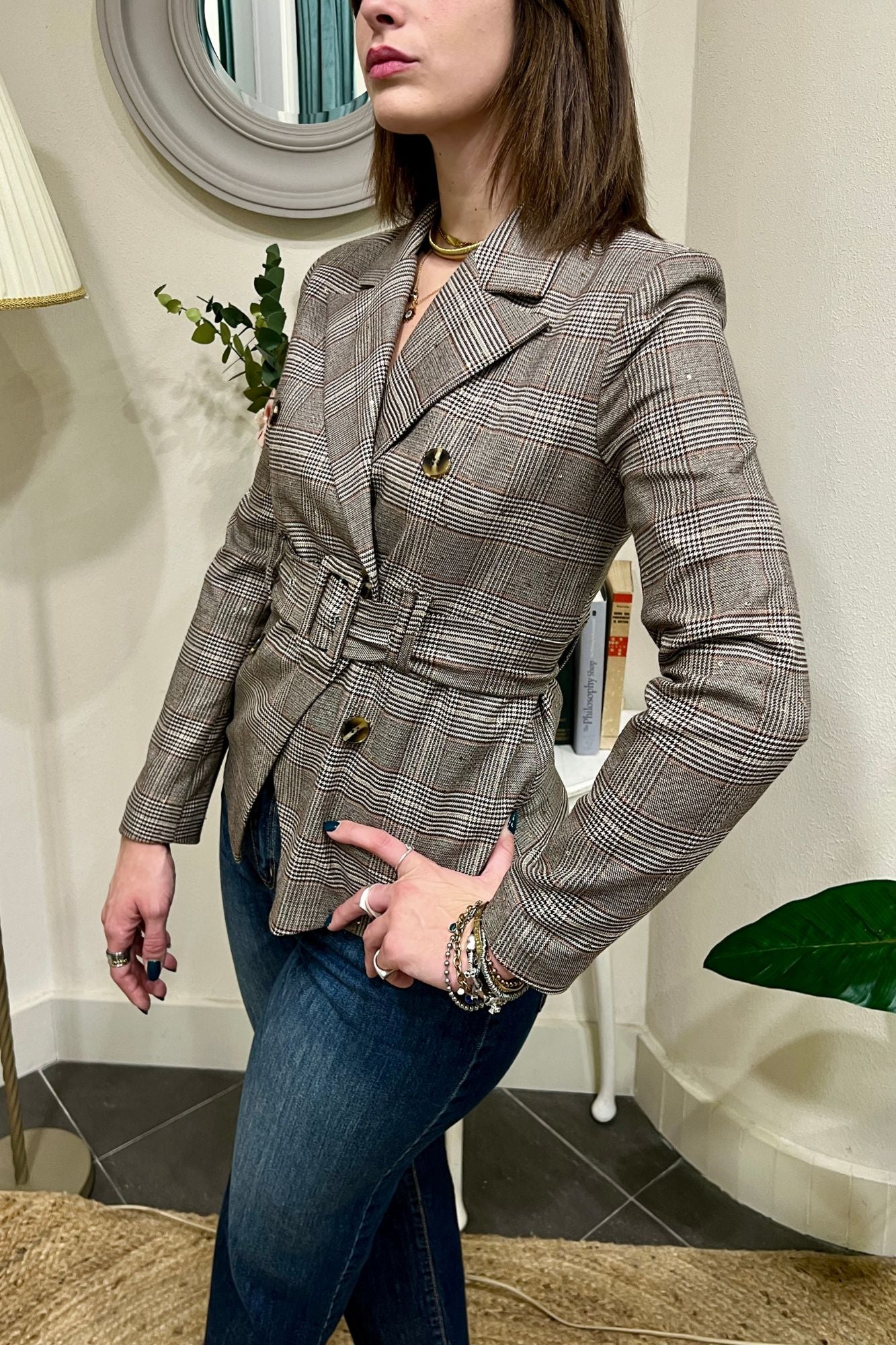 Giacca doppio petto con cinta Susy