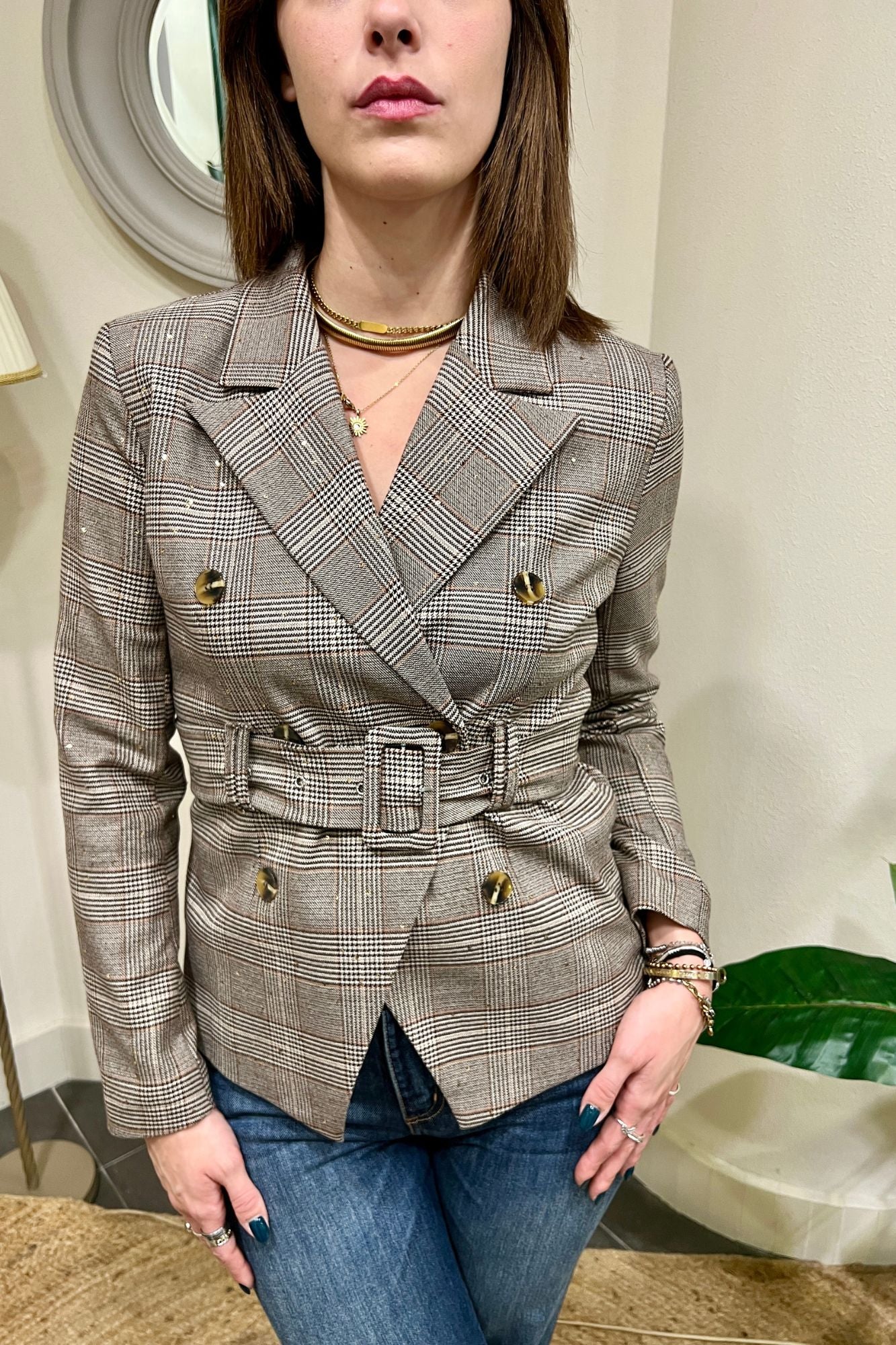 Giacca doppio petto con cinta Susy