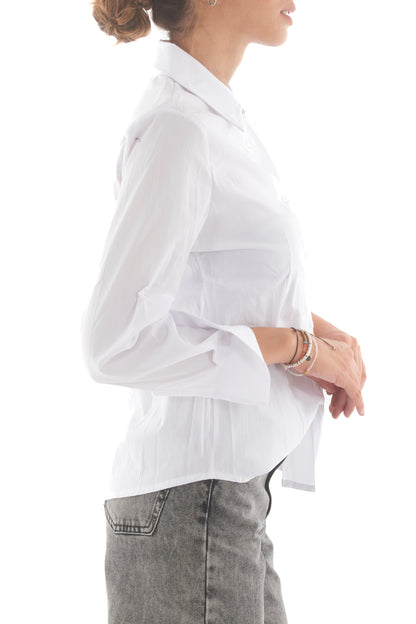 Camicia con bottone gioiello Susy mix - Bianco