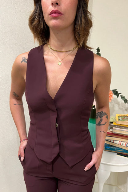 SUSY MIX Completo gilet e pantalone Susy mix Vino