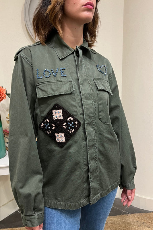 SUSY MIX Giacca camuflace con applicazioni Susy Mix Verde