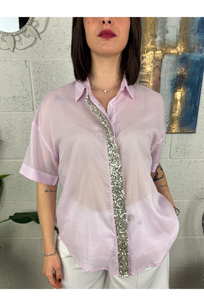 DIXIE Camicia con profili di paillettes Dixie Rosa