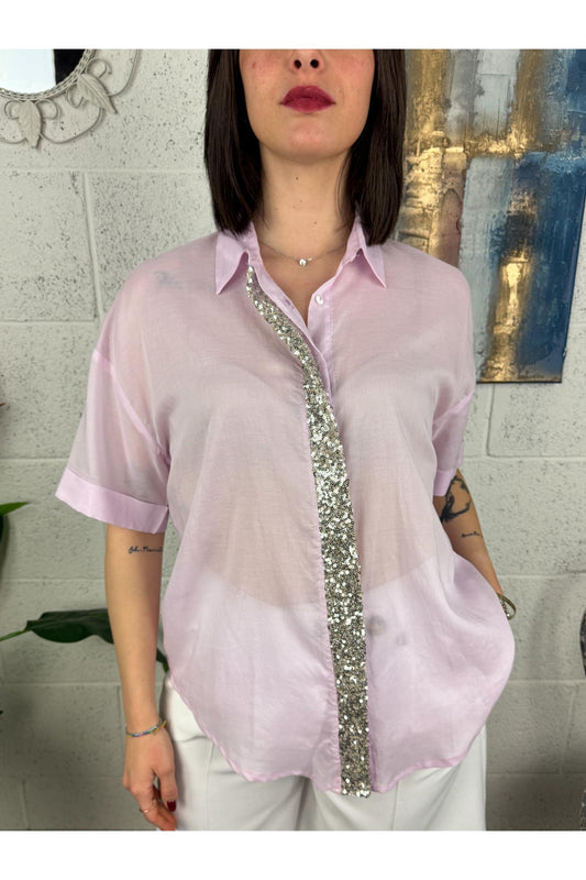 DIXIE Camicia con profili di paillettes Dixie Rosa