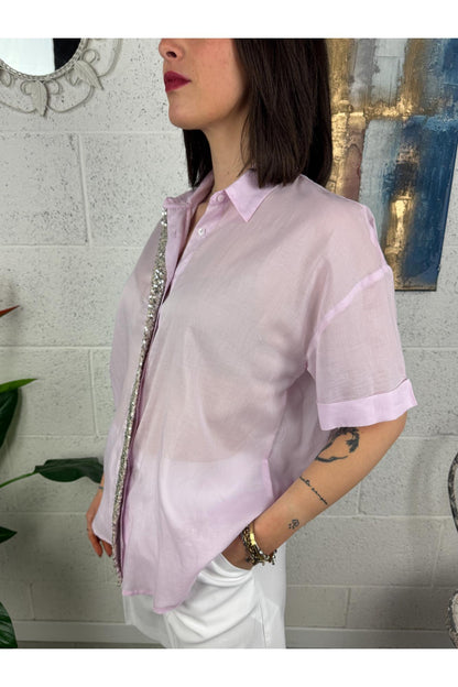 DIXIE Camicia con profili di paillettes Dixie Rosa