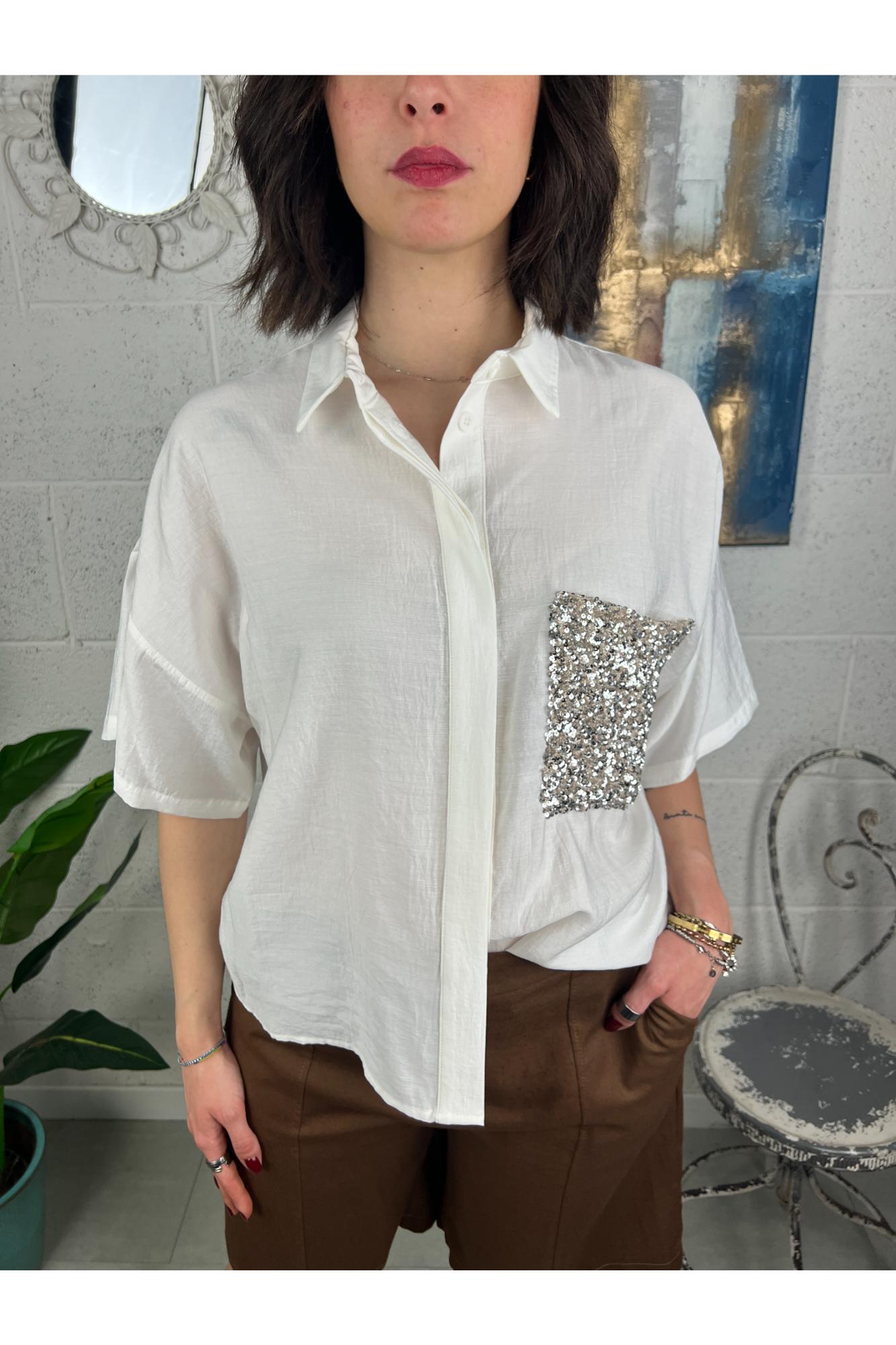 Camicia con taschino di paillettes